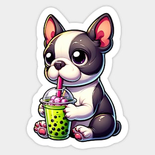 Boston Terrier Boba Sticker